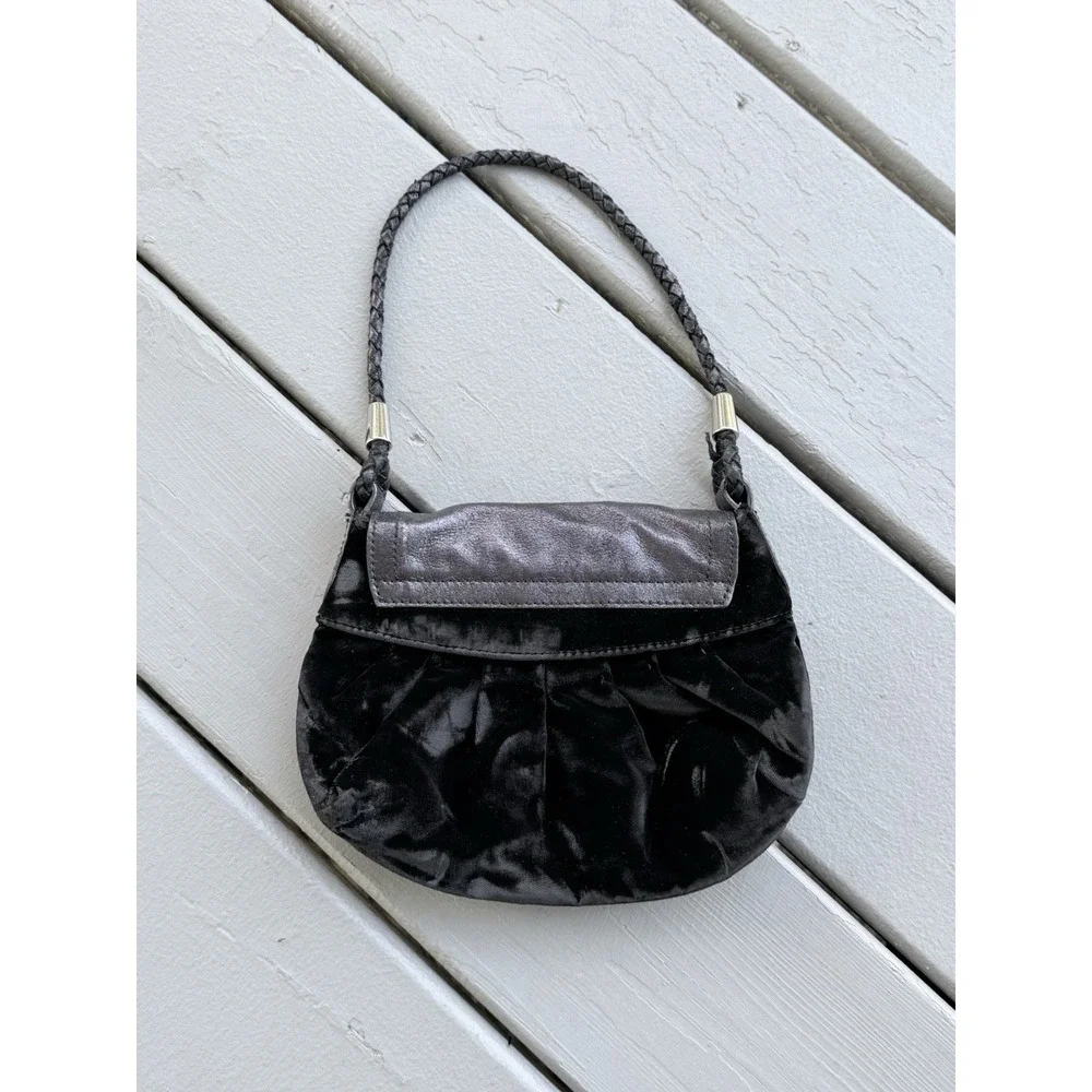 Charles David Black Velvet Dark Femme Evening Bag Whimsigoth Grunge Clutch Purse